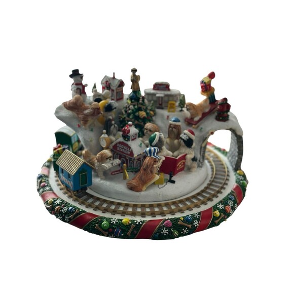 Rare Danbury Mint Shih Tzu Christmas Wonderland Animated Holiday Train Dogs - Picture 1 of 14